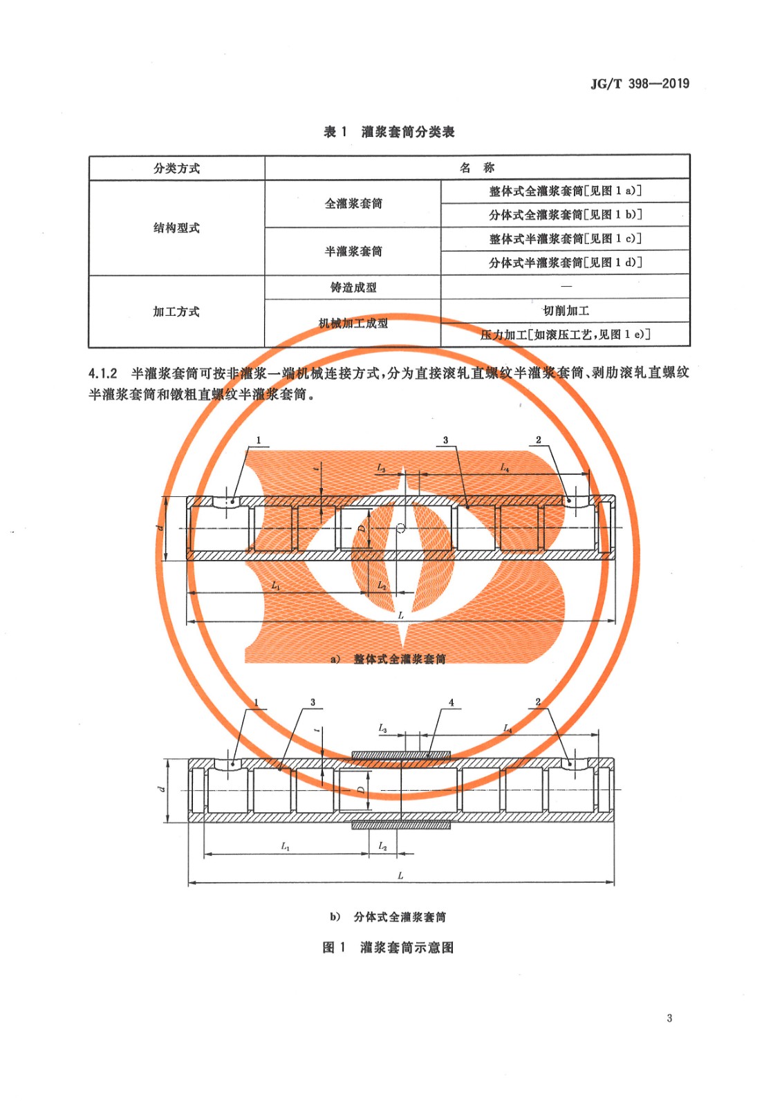 JGT 398-2019《鋼筋連接用灌漿套筒》